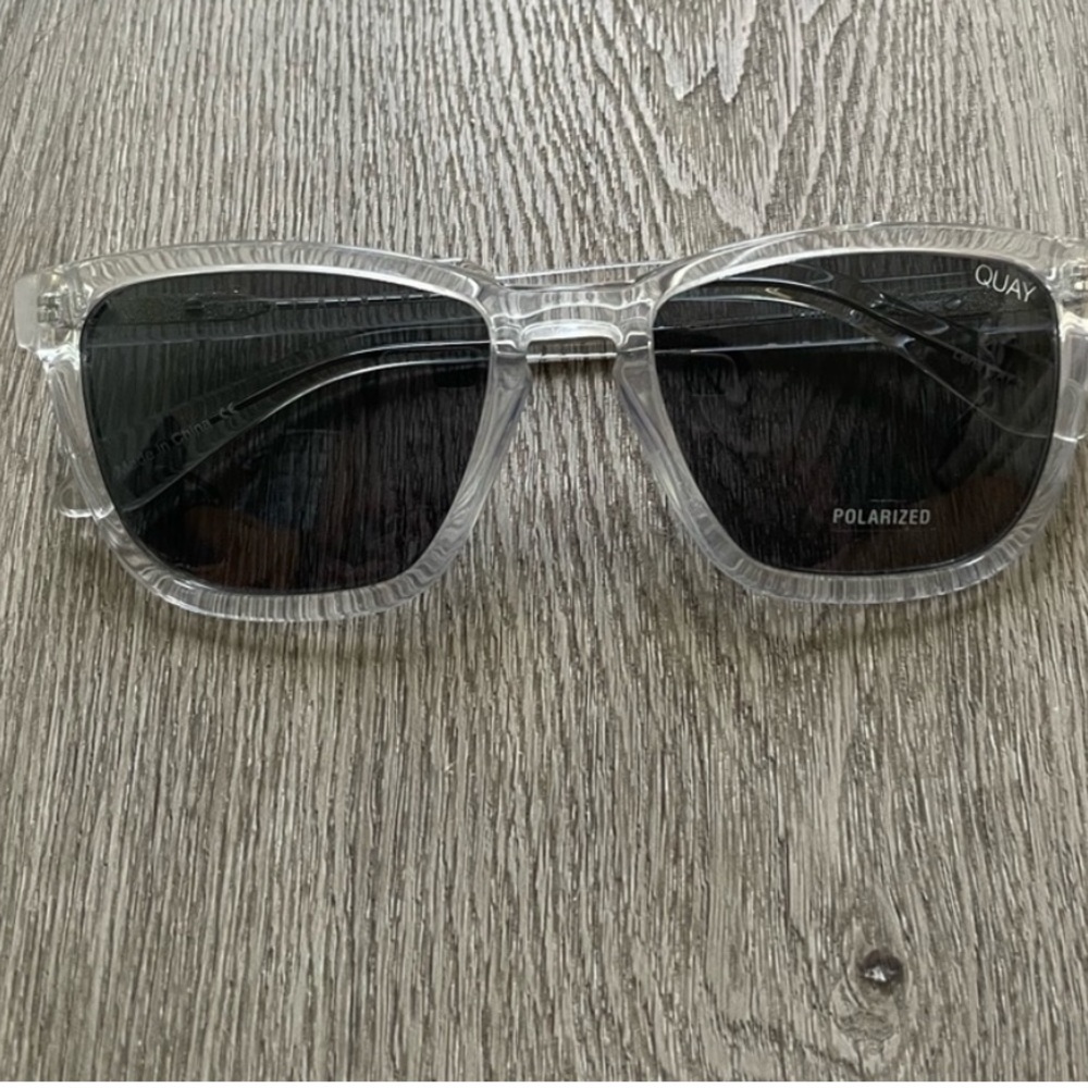 quay australia hardwire clear square polarized sunglasses eyewear new